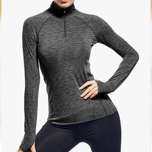 Heather Black Quarter Zip Performance Pullover XS Active Top